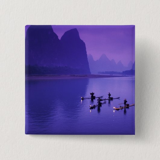 China, Li-Fluss. Kormoranfischer. Button (Vorderseite)