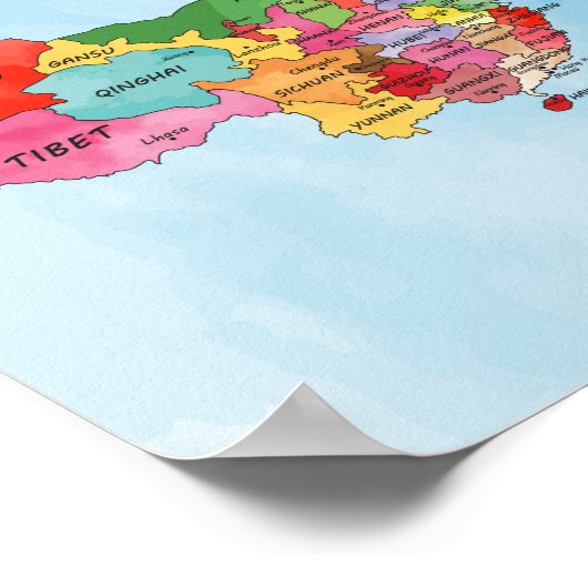 China Map Aquarellbilder-Poster Poster (Ecke)