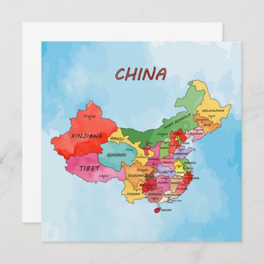 China Map Einladung (Vorne/Hinten)