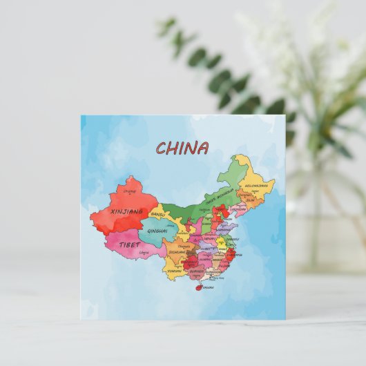 China Map Einladung (Stehend Vorderseite)