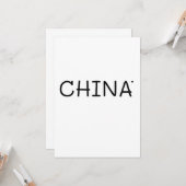 China - minimalistic typography card karte (Vorderseite/Rückseite Beispiel)