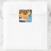 China nach Flugplakat Quadratischer Aufkleber (Tasche)