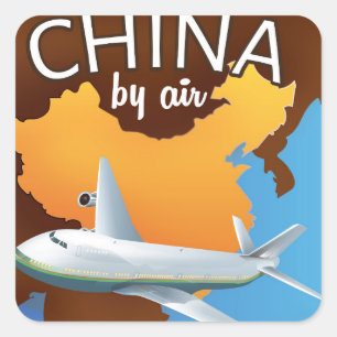 China nach Flugplakat Quadratischer Aufkleber