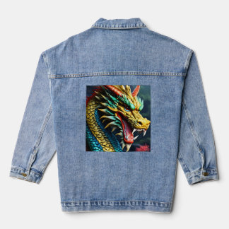 China NM-15: Chinesisches Drachenporträt – Damen Jeansjacke