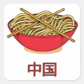 China Noodles Quadratischer Aufkleber (Vorderseite)