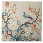 China Orangefarbene Tintenfische und Blume Fliese (Vorderseite)