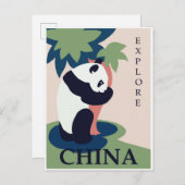 China Panda Bear Vintage Reiseplakat Postkarte (Vorne/Hinten)
