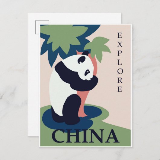 China Panda Bear Vintage Reiseplakat Postkarte (Vorne/Hinten)