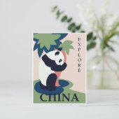 China Panda Bear Vintage Reiseplakat Postkarte (Stehend Vorderseite)