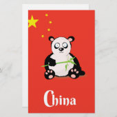 China Panda Reiseplakat. Briefpapier (Vorne/Hinten)