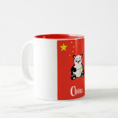 China Panda Reiseplakat. Zweifarbige Tasse (Vorderseite Links)