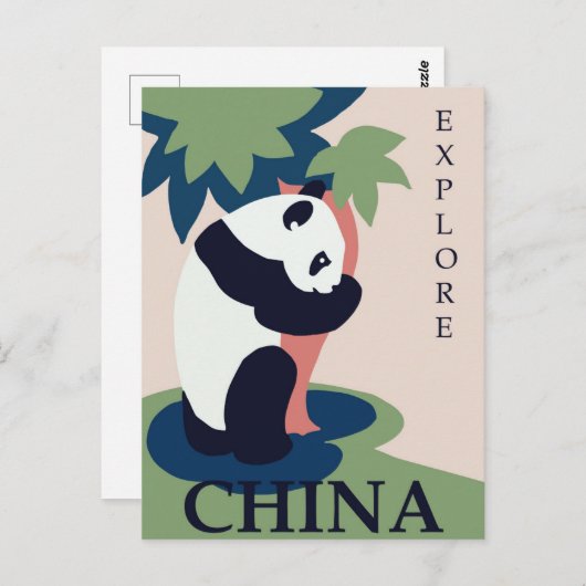 China Panda Vintage Reise Postkarte (Vorne/Hinten)