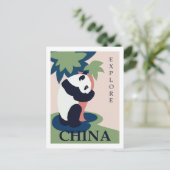 China Panda Vintage Travel Poster Postkarte (Stehend Vorderseite)
