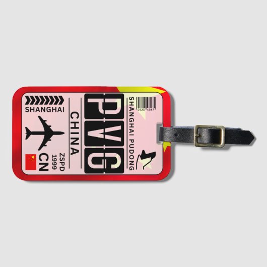 China PVG Airport Code Gepäckanhänger (Vorderseite (Horizontal))