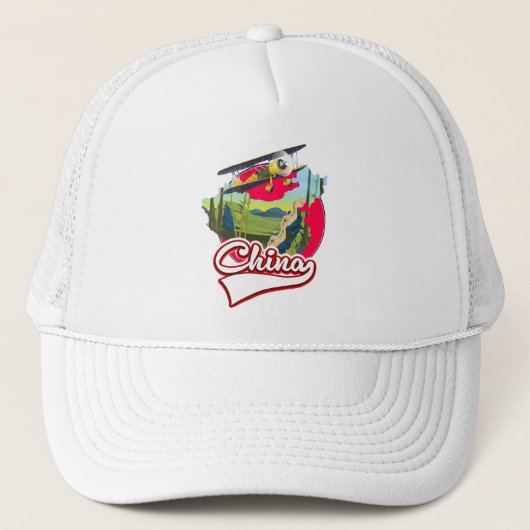 China Reiseplan Logo Truckerkappe (Vorderseite)