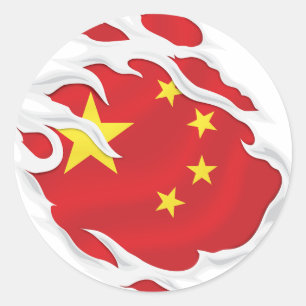 China-Rippfahne Runder Aufkleber