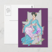 China Rose & Perlen Postkarte (Vorne/Hinten)