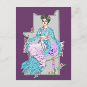 China Rose & Perlen Postkarte