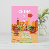 China Shanghai Reise Kunst Einladung (Stehend Vorderseite)