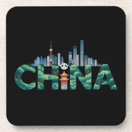 China Shanghai Temple Panda Getränkeuntersetzer