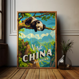 China Sichuan Panda Travel Poster Wall Art