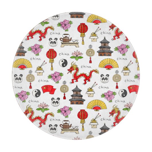 China-Symbol-Muster Schneidebrett (Vorderseite)