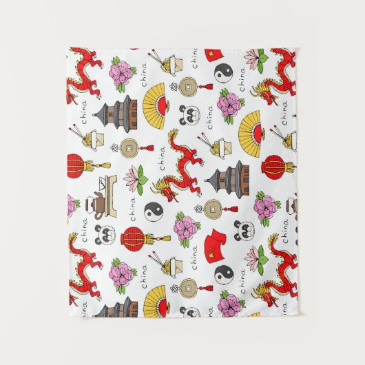 China-Symbol-Muster Wandteppich (Vorderseite)