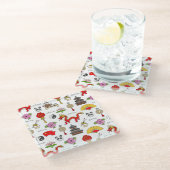 China-Symbolmuster Glasuntersetzer (Schrägansicht)