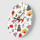 China-Symbolmuster Große Wanduhr (Winkel)