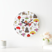 China-Symbolmuster Große Wanduhr (Zuhause)