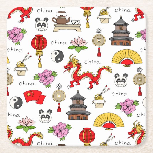 China-Symbolmuster Rechteckiger Pappuntersetzer (Vorderseite)