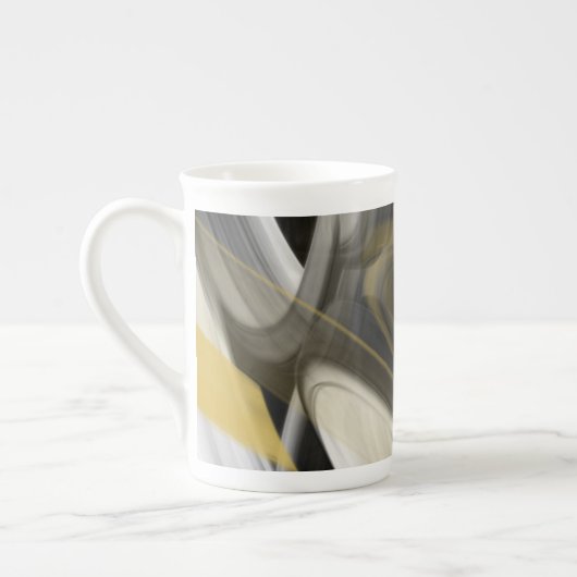 China Tasse Abstrakt Art Schwarz-weiß Gold (Links)