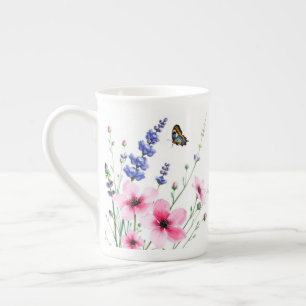 China - Tasse - Blume Feld, Schmetterlinge