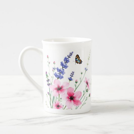 China - Tasse - Blume Feld, Schmetterlinge (Links)