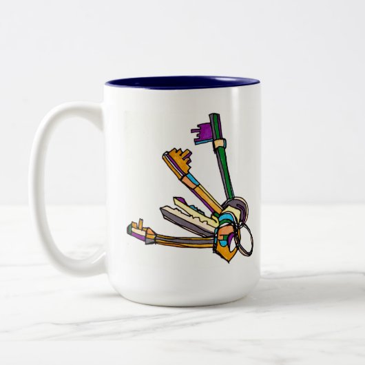 China Tasse morgens - Kaffee, Schlüssel, Handy Go! (Links)