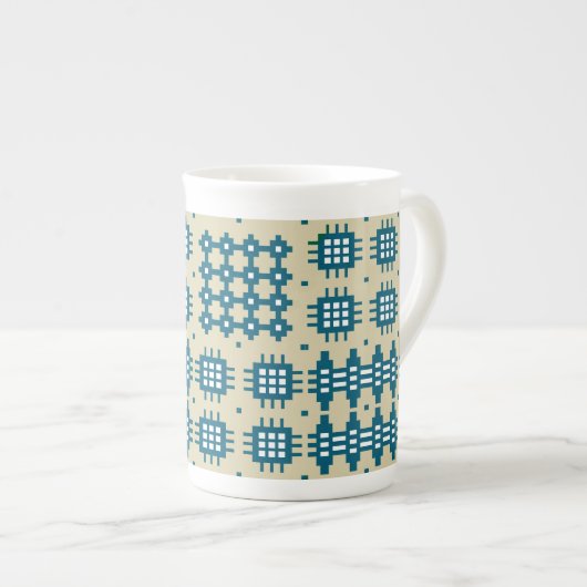 China-Tasse Welsh TapestPattern, Marine Porzellantasse (Vorderseite Rechts)