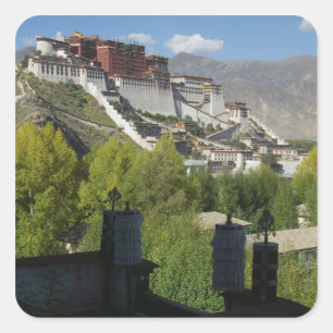 China, Tibet, Lhasa, Potala-Palast 2 Quadratischer Aufkleber