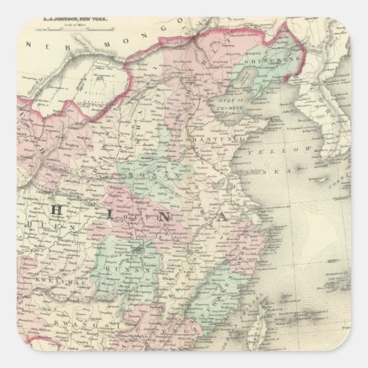 China und Japan 2 Quadratischer Aufkleber (Vorderseite)