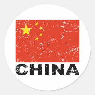 China-Vintage-Flagge Runder Aufkleber