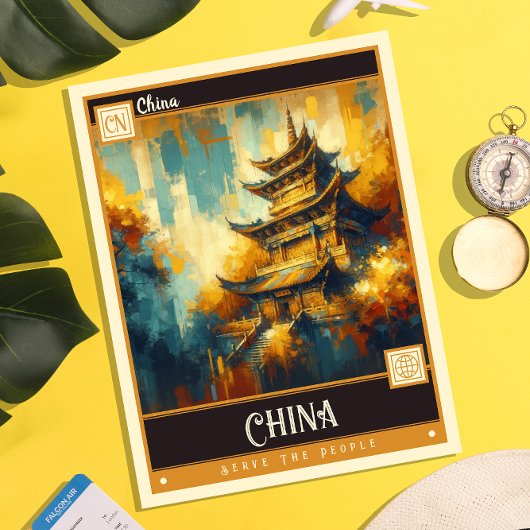China | Vintage Malerei Postkarte