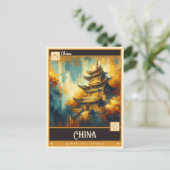 China | Vintage Malerei Postkarte (Stehend Vorderseite)
