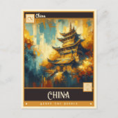 China | Vintage Malerei Postkarte (Vorderseite)