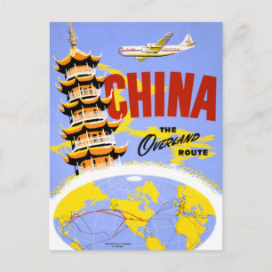 China Vintage Reiseplakat Restauriert Postkarte