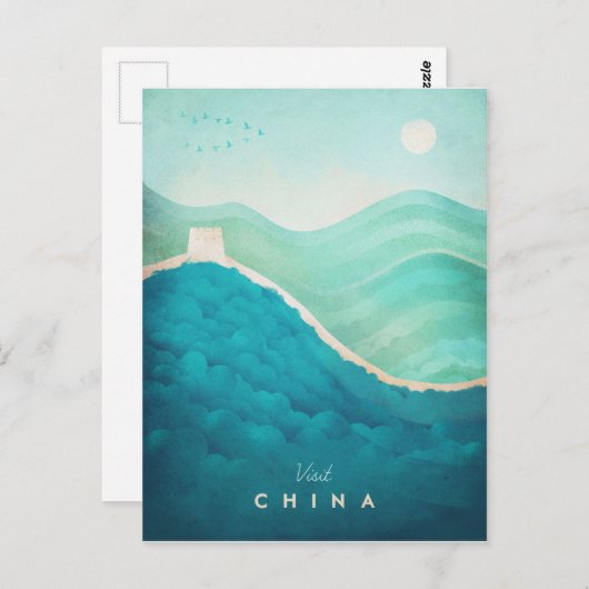 China Vintage Travel Poster - Art Postkarte (Vorne/Hinten)