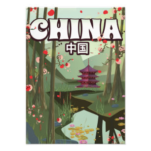 China Water Gardens Cartoon Poster