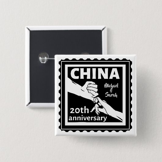 China zum 20. Hochzeitstag Button (Vorne & Hinten)