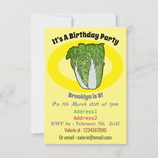 Chinakohl-Cartoon Einladung (Vorderseite)