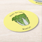 Chinakohl-Cartoon Runder Pappuntersetzer (Angewinkelt)