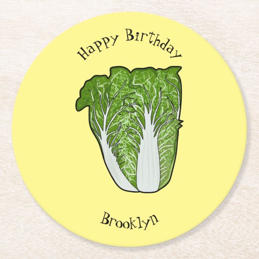 Chinakohl-Cartoon Runder Pappuntersetzer (Vorderseite)