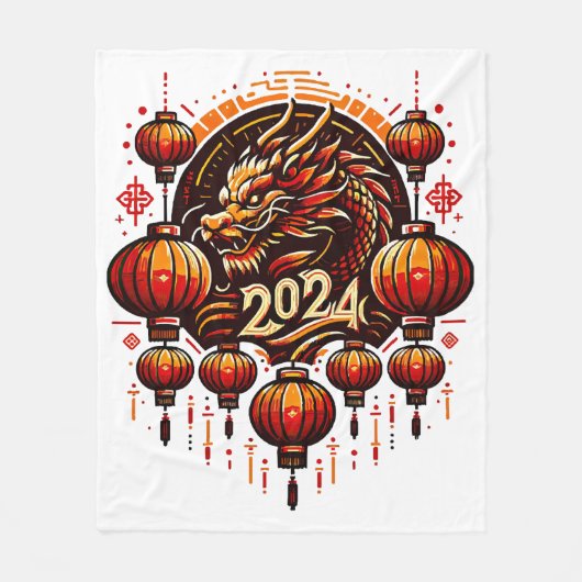 Chinas neues Jahr 2024 Fleecedecke (Vorderseite)